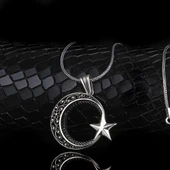 925 AYAR GÜMÜŞ TELKARİ AYYILDIZ MODEL 2 KOLYE thumbnail 1