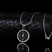 925 AYAR GÜMÜŞ MİKRO TAŞLI PUSULA MODEL KOLYE thumbnail 1