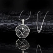 925 Ayar Gümüş Kartal Motifli Madalyon Kolye thumbnail 2