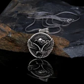 925 Ayar Gümüş Kartal Motifli Madalyon Kolye thumbnail 1