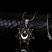 925 AYAR GÜMÜŞ AYYILDIZ MODEL ZİRKON TAŞLI MADALYON KOLYE thumbnail 1