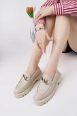 Muggo DAİLY Kalın Taban Tokalı Günlük Casual Makosen Kadın Loafer Ayakkabı - 10