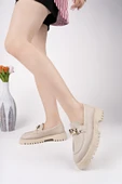Muggo DAİLY Kalın Taban Tokalı Günlük Casual Makosen Kadın Loafer Ayakkabı - 9