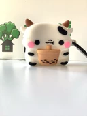 Brokoli Home Airpods 3.nesil uyumlu 3d Kopçalı Kulaklık Kılıfı Kahve İçen Kedi - 3