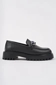 Muggo DAİLY Kalın Taban Tokalı Günlük Casual Makosen Kadın Loafer Ayakkabı - 1