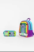 Benetton Gökkuşağı Desenli İkili Anaokul Çantası Seti(Anaokul Sırt Çantası, Çift Gözlü Kalem Kutusu) thumbnail 1