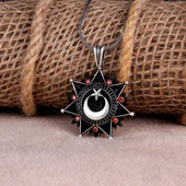 925 AYAR GÜMÜŞ AYYILDIZ MODEL ZİRKON TAŞLI MADALYON KOLYE thumbnail 2