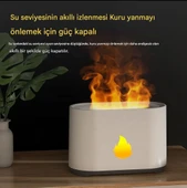 QASUL 3D Alev Görünümlü 7 Renk Led Işıklı Gece Lambası Hava Nemlendirici Alev Aroma Yayıcı - 5