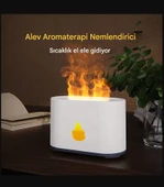 QASUL 3D Alev Görünümlü 7 Renk Led Işıklı Gece Lambası Hava Nemlendirici Alev Aroma Yayıcı - 4
