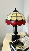 yüceeller El Yapımı Vitray Retro Barok Abajur Masa Lambası Oturma ve Yatak Odası Kırmızı Beyaz Siyah - 1