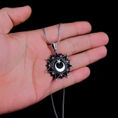 925 AYAR GÜMÜŞ AYYILDIZ MODEL ZİRKON TAŞLI MADALYON KOLYE thumbnail 3