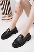 Muggo DAİLY Kalın Taban Tokalı Günlük Casual Makosen Kadın Loafer Ayakkabı - 6