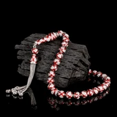 ZİRKON TAŞLI KIRMIZI MİNELİ 925 AYAR GÜMÜŞ TESBİH thumbnail 2