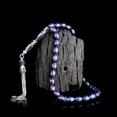 Zirkon Taşlı Gümüş Püsküllü Renk Değiştiren Arpa Kesim His Taşı Tesbih thumbnail 1