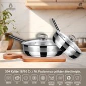 Milano 4 Parça Kapaklı Paslanmaz Çelik Tava Seti - 1