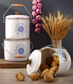 Bonera Emaye 3'lü Krem Bakraç Set, 20-22-24 Cm - 1