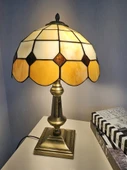 Yüceeller El Yapımı Eskitme Vitray Retro Barok Abajur Masa Lambası Oturma Yatak Odası Kahve Beyaz - 3