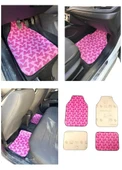 Oto Halı Paspas Universal 4 Parça Pembe Fiyonk Desenli - 3