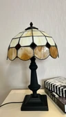 yüceeller El Yapımı Vitray Retro Barok Abajur Masa Lambası Oturma ve Yatak Odası Kahve Beyaz Siyah - 3