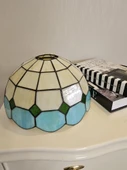 Yüceeller El Yapımı Vitray Retro Barok Abajur Masa Lambası Oturma ve Yatak Odası Yeşil Beyaz Siyah - 4
