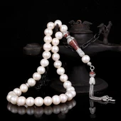 Zirkon Taş Püsküllü 10 mm Doğal İnci Taşı Tesbih - 3