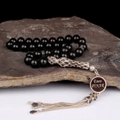 ZİRKON TAŞ İŞLEMELİ GÜMÜŞ PÜSKÜLLÜ ATEŞ KEHRİBAR TESBİH thumbnail 2