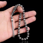 ZİRKON TAŞ İŞLEMELİ TAMAMI 925 AYAR GÜMÜŞ TESBİH thumbnail 3