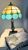 Yüceeller El Yapımı Vitray Retro Barok Abajur Masa Lambası Oturma ve Yatak Odası Yeşil Beyaz Siyah - 3