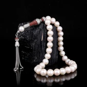 Zirkon Taş Püsküllü 10 mm Doğal İnci Taşı Tesbih - 1