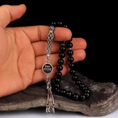 ZİRKON TAŞ İŞLEMELİ GÜMÜŞ PÜSKÜLLÜ ATEŞ KEHRİBAR TESBİH thumbnail 4