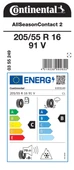 CONTİNENTAL 205/55R16 91V ASC2 DÖRT MEVSİM LASTİĞİ ÜRETİM YILI:2025 - 2