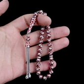 ZİRKON TAŞLI KIRMIZI MİNELİ 925 AYAR GÜMÜŞ TESBİH thumbnail 3