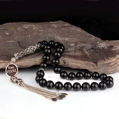 ZİRKON TAŞ İŞLEMELİ GÜMÜŞ PÜSKÜLLÜ ATEŞ KEHRİBAR TESBİH thumbnail 1