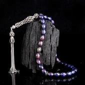 Zirkon Taşlı Gümüş Püsküllü Renk Değiştiren Arpa Kesim His Taşı Tesbih thumbnail 1