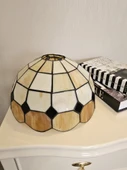 yüceeller El Yapımı Vitray Retro Barok Abajur Masa Lambası Oturma ve Yatak Odası Kahve Beyaz Siyah - 5