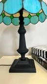 Yüceeller El Yapımı Vitray Retro Barok Abajur Masa Lambası Oturma ve Yatak Odası Yeşil Beyaz Siyah - 7