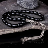 ZİRKON TAŞ İŞLEMELİ GÜMÜŞ PÜSKÜLLÜ ATEŞ KEHRİBAR TESBİH thumbnail 2