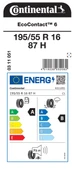 CONTİNENTAL 195/55R16 87H EC6 YAZ LASTİĞİ ÜRETİM YILI:2025 - 2