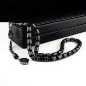 ZİRKON TAŞLI PÜSKÜLLÜ GÜMÜŞ İŞLEME KAPSÜL ATEŞ KEHRİBAR TESBİH thumbnail 2