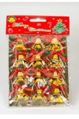 12 Adet Mini Çan 4CM Altın Sarısı Kurdeleli 12 Zil Süs Yılbaşı Çam Ağacı Süsü Gold Yılbaşı Çam Ağacı - 3