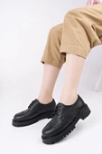 Muggo FLARE Kalın Taban Bağcıklı Günlük Casual Makosen Kadın Loafer Ayakkabı - 5
