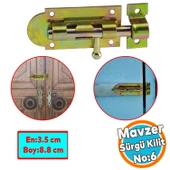 Mavzer Sürgü Kilit No:6 Kadmiyum 35x88 mm Kapı Pencere Emniyet Mandalı Kilidi - 1