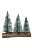 Meşe Kütük Üzerinde Çam Ağaçları 3 Lü Set Nevada Mini Çam Ağaçları Yılbaşı Hediyesi 16-12-10  CM - 5