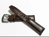 Fado&Her Saate Uyumlu Yarım Kroko  Hakiki Dana Derisi Saat Kordonu 20  mm  (204) koyu kahve thumbnail 1