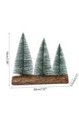 3 Lü Set Nevada Mini Çam Ağaçları Yılbaşı Hediyesi Meşe Kütük Üzerinde Çam Ağaçları 16-12-10  CM - 6