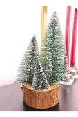 4 lü Set Büyük Meşe Kütük Led Işıklı Nevada Çam Ağaçları Led Işıklı 22CM Büyük Boy Çam Ağaçları Seti - 2