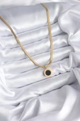 316L Çelik Gold Renk İtalyan Zincir Model İşleme Detay Kadın Kolye - TJ-BKO7867 - 2
