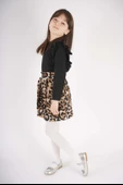 KIZ ÇOCUK LEOPAR CEP MODEL ETEKLİ KOL DETAYLI TAKIM thumbnail 2