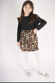 KIZ ÇOCUK LEOPAR CEP MODEL ETEKLİ KOL DETAYLI TAKIM thumbnail 1