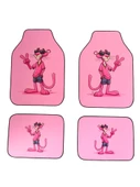 Oto Halı Paspas Universal 4 Parça Pembe Pembe Panter Desenli - 1